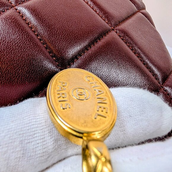 Chanel Bordeaux (Burgundy) Quilted Lambskin Bijoux Logo Chain Square Flap Bag - Picture 15 of 16